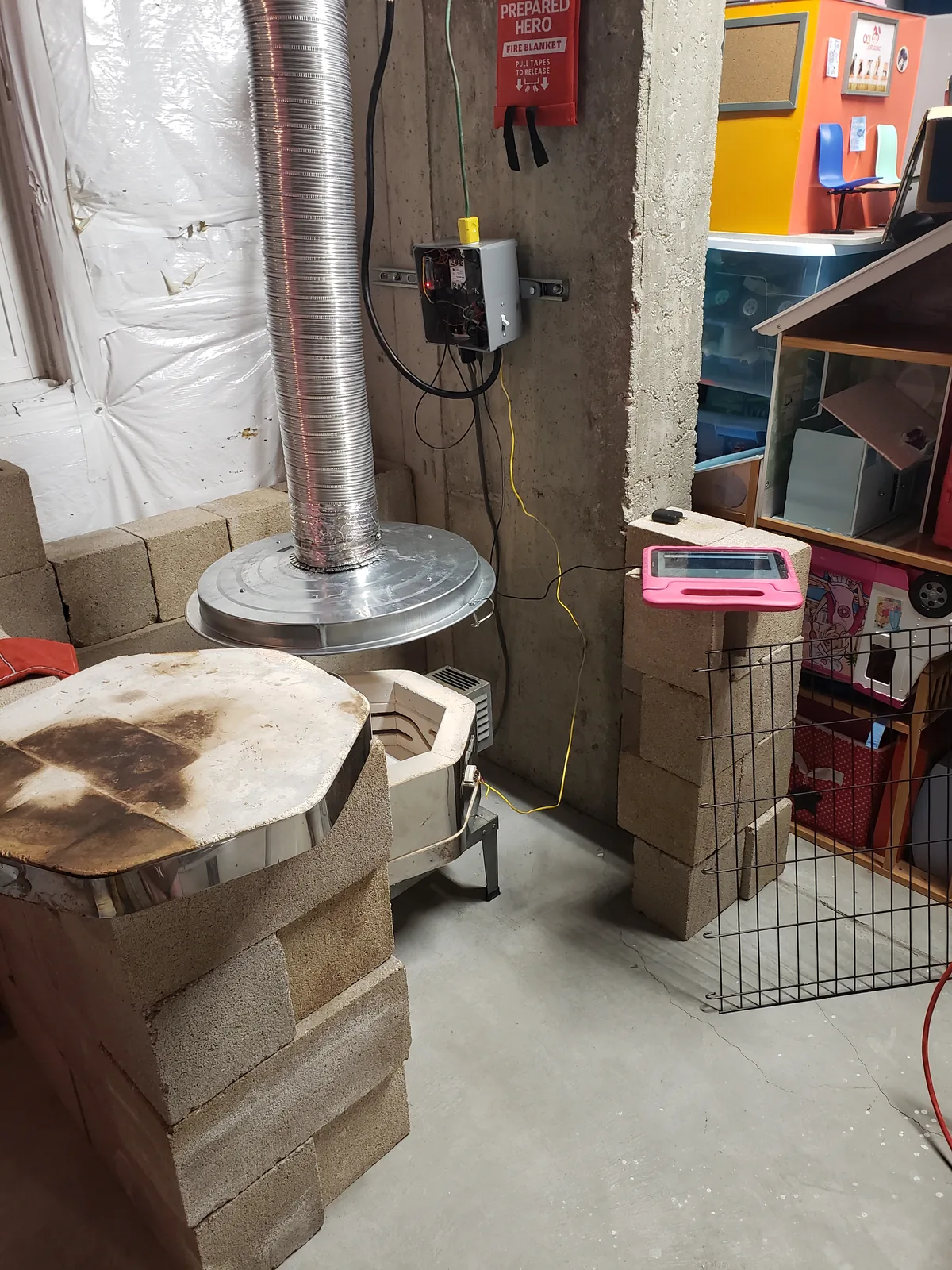 Basement install with hood and tablet